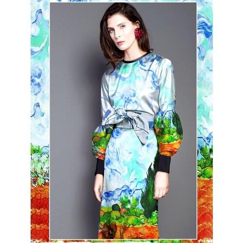 Super Lace Woven Satin Pure Silk Fabric Material Dress Blue Flower Textile Spandex Meter Sewing Tela Para Tapizar Fabric Jersey