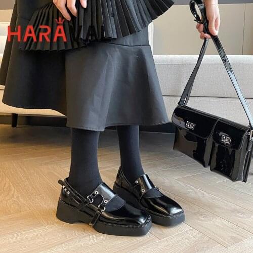 HARAVAL Women Pumps Shoes Spring Autumn Elegant Mary Janes Office Lady Office & Career Solid Black Brown Elegant Sewing A262