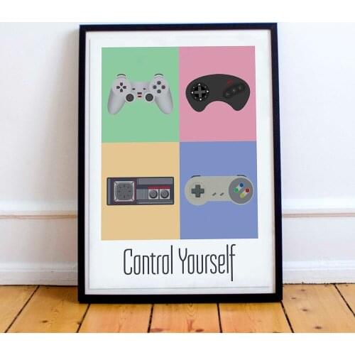 Gaming Print Retro Wall Art Canvas Painting Gamer Gift Video Game Vintage Poster Gamepad Controller Picture Boys Kids Room Decor
