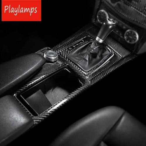 Carbon fiber interior stickers Water Cup Holder Panel Decal Covers for mercedes Benz C class W204 2008-14 Car Accessories