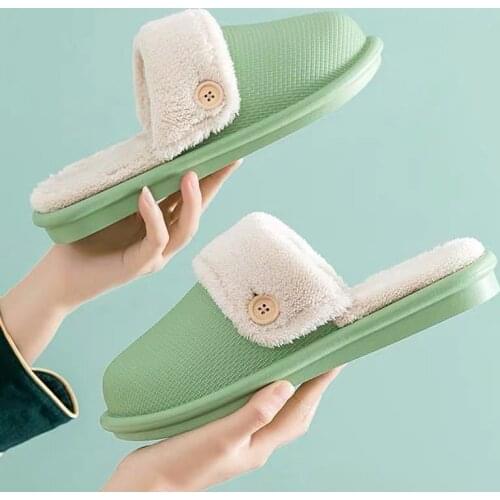 Waterproof Non-Slip Home Slippers Winter Warm Home Women Indoor Cotton Ladies Soft Slippers Memory Foam Couples Shoes тапочки