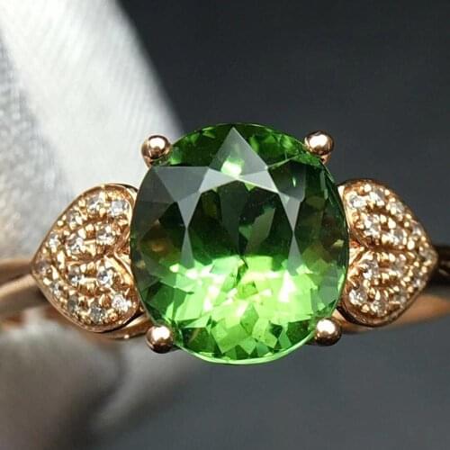 Fine Jewelry Real Pure 18 K Gold Jewelry 100% Natural Green Tourmaline Gemstones 2.1ct Diamonds Males Wedding Fine Mans Rings