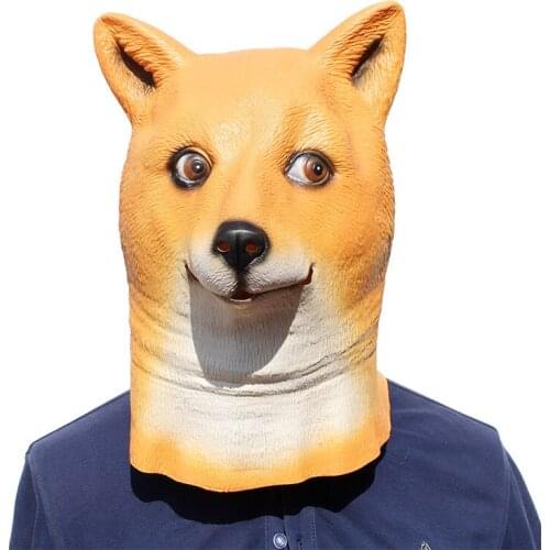 Yellow Latex SHIBA INU Mask Shiba Doge Headgear Halloween Funny Masquerade Cosplay Masks For Men And Wome High Quality