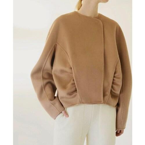 Women Wool Winter Jacket Drape Shoulder Thick Loose Coat
