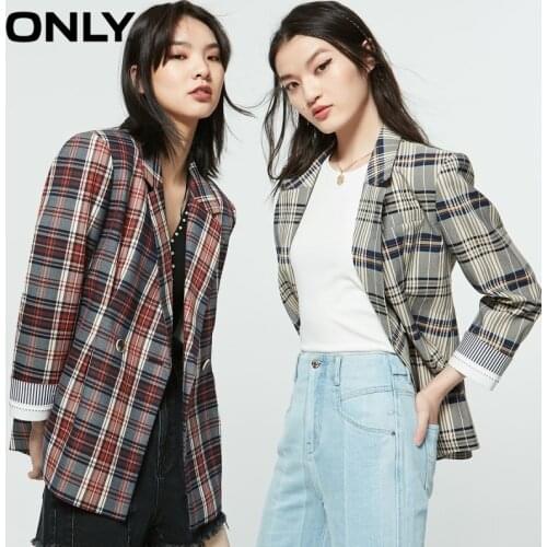 ONLY summer new fashion British retro plaid tooling suit jacket female | 120308022