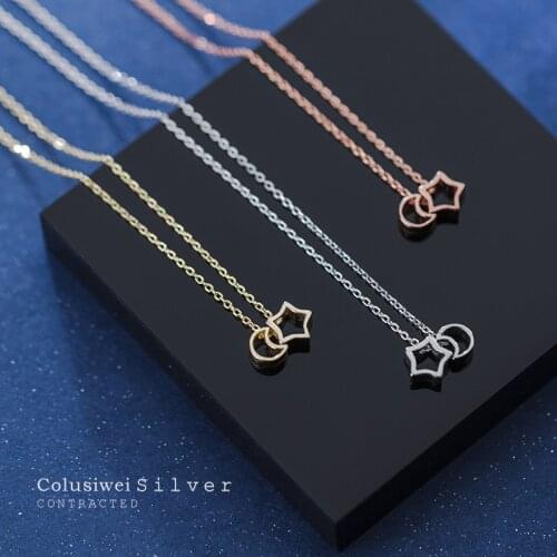Colusiwei Silver 925 Necklace for Women Tiny Star and Moon Short Choker Chain Necklaces Female Fine Jewelry accessories Gifts