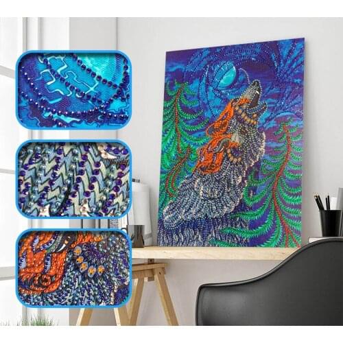 Animal Wolf Head Special Shaped Diamond Painting Crystal Rhinestones 5D DIY Diamond Embroidery Home Decor Drill Cross Stitch