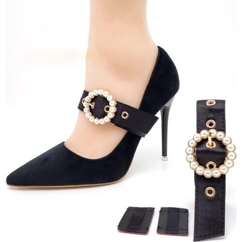 1Pair Elastic Band Shoelaces for High Heel Shoes Women Shoelace Pearl Straps Shoe Accessories