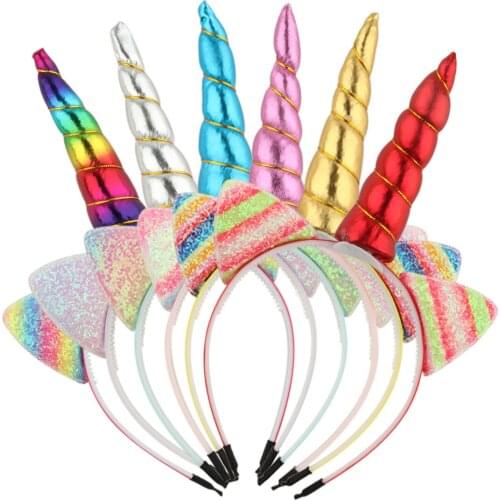 1 PC Unicorn Headbands Glitter Cat Ear Hairband Girls Shiny Hairbands Rainbow Color Fashion Design Children Hair Accessories