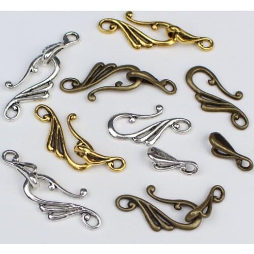 10 sets/lot Antique Silver Gold Bronze Musical Note Shape Zinc Alloy Toggle Clasps Hooks For DIY Jewelry Making Supplies