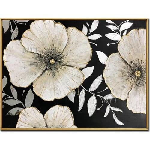 100% Hand Painted Abstract Modern Sliver Flowers Oil Painting On Canvas Wall Art Wall Painting For Live Room Home Decoration