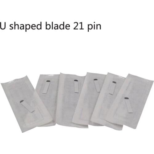 100Pcs 21 U 3D Embroidery Sterilized Stainless Steel Permanent Makeup Needles For Eyebrow Lip Embroidery Microblading Supplies