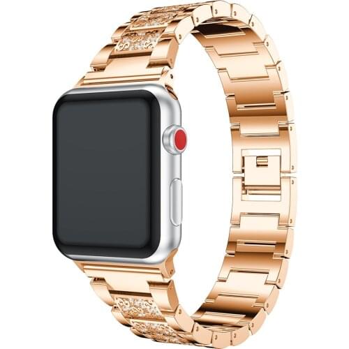 Stainless Steel watch strap For Apple Watch 4 band series 1/2/3/4 42mm 38mm 40mm 44mm smartwatch Crystal Diamond Wristband