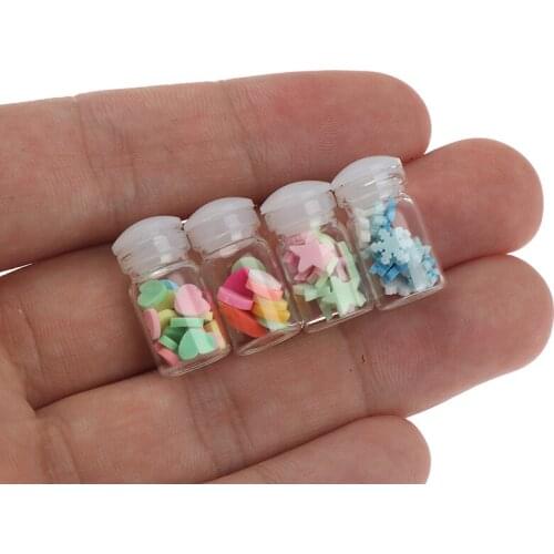 4Pcs/set 1:12 Dollhouse Miniatuer Simulation Furniture Toys Candy Glass Jar for Dolls Decor for Baby Girls Gifts Toys