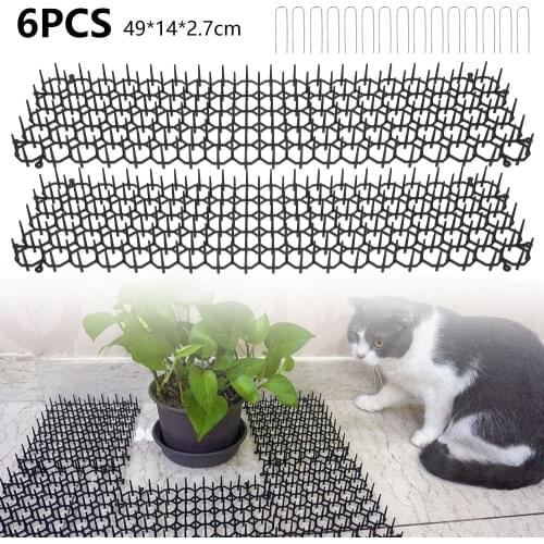 6pcs Anti-Cat Dog Garden Prickle Strip Cat Repellent Deterrent Mat Spike Keep Cats Away Safe Plastic Spike Garden Supplies