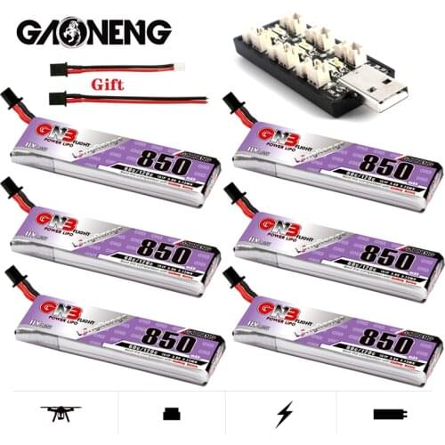 Gaoneng GNB 1S 4.35v 850mAh 60C/120C HV Lipo Battery +Charger With GNB27 Plug For RC Quadcopter FPV Racing Drone Battery