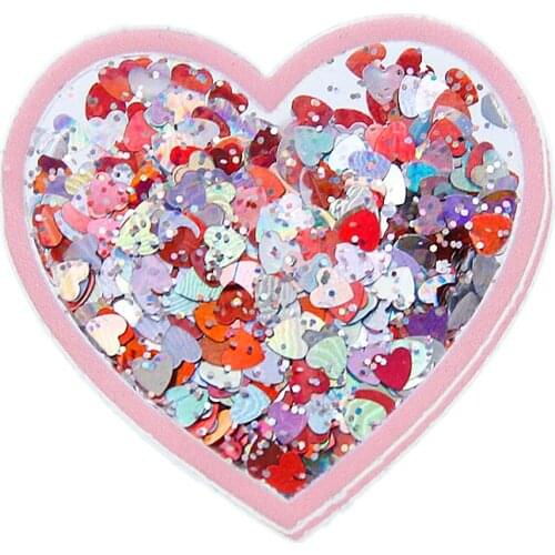 David accessories 10pcs Heart Acrylic Shakers With Sequins Quicksand For Phone Case Decoration,DIY Hair Bow,10Yc10809