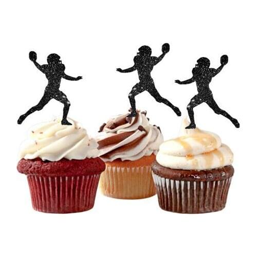 Glitter Football Team boy baby shower birthday cupcake toppers party cake decoration doughnut food picks