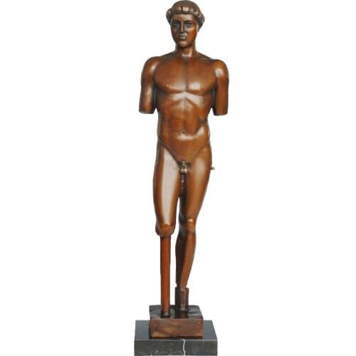 Bronze Abstract Nude Man Statue Sculpture Famous Art Hot Casting Brass Marble Base Indoor Decoration