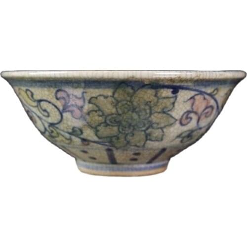 Jingdezhen ceramics Daming open color lotus bowl hand painted antique bowl collection ornaments