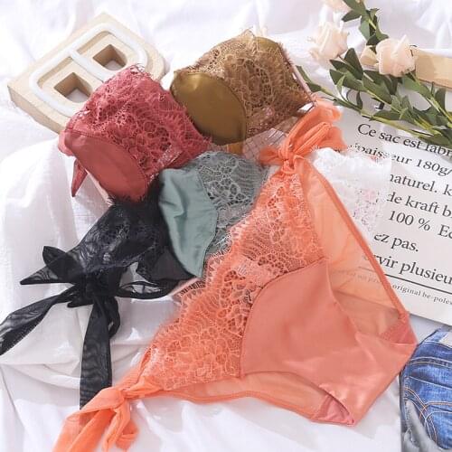 European Style Thong Sexy Lace Panties Fashion Transparent Comfort Briefs Low Waist Seamless Underpants Female Sexy Lingerie