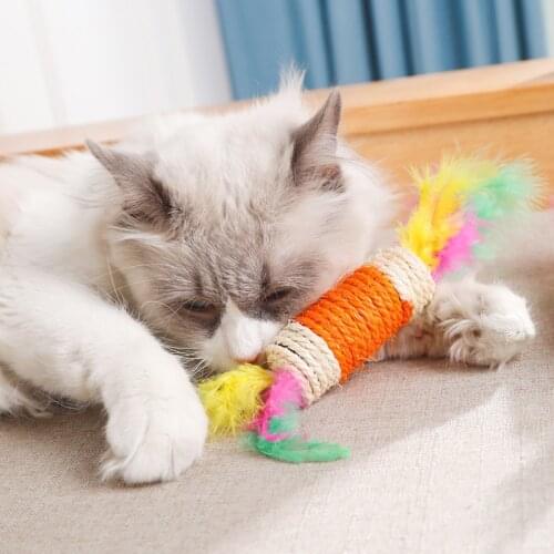 Cat Play Chewing Toy Sisal Straw Cat Pet Ropel for Pets Cylindrical Sisal Cat Toys Scratch Relief Cat Toys Supplies Interactive