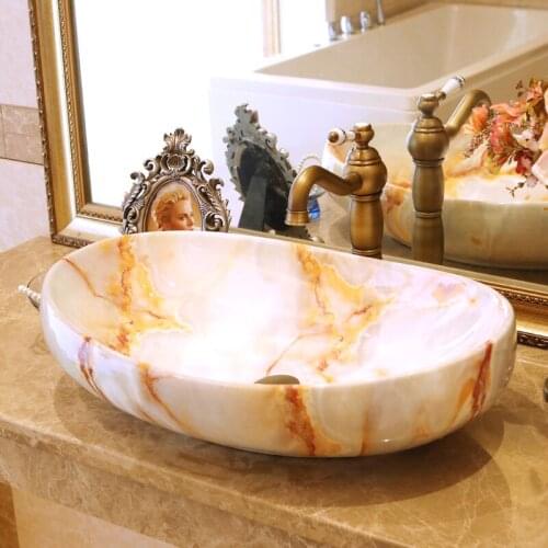 Europe Vintage Style Ceramic Washing Basin Bathroom Counter top Bathroom Sink blue wash basin bathroom sinks