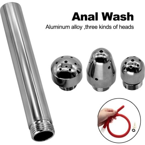 Enema Anal & Vagina Cleaner With 3 Styles Head Plugs Aluminum Alloy Anal Cleaning Tool Easy Anal Enema Tube Anal Vaginal Cleaner