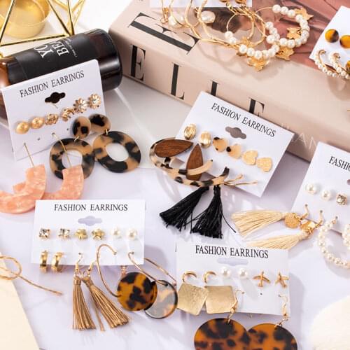 Korean Earrings For Women Vintage Pearl Dangle Drop Tassel Goldon Earrings Delicate Set 2021 Fashion Personality Earings Female