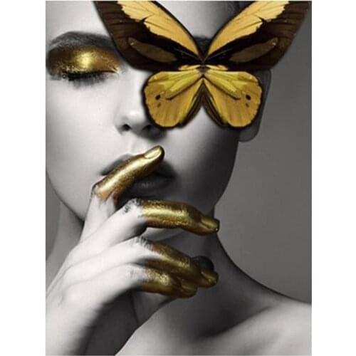 Colorful Women Calligraphy DIY Embroidery Cross Stitch 11CT Kits Craft Needlework Set Printed Canvas Cotton Thread Wholesale