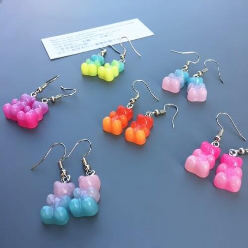 2020 Creative Cute Mini Gummy Bear Earrings popular trendy earing women designer Candy Color cheap jewelry with free shipping