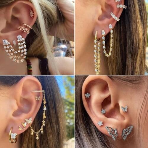 Alloy Earrings Set Geometric Moon Star Dangle Earring Piercing Brincos for Women Jewelry