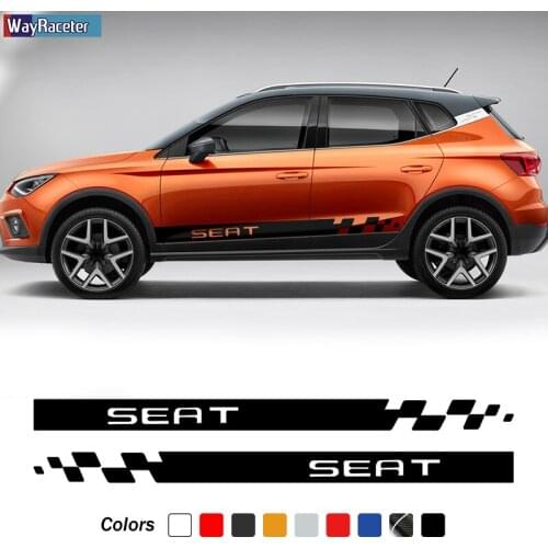 2 Pcs Racing Sport Car Door Side Stirpes Skirt Sticker Vinyl Decal For Seat Leon Ibiza Altea Alhambra Arona Tarraco Accessories
