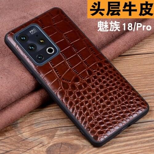 2021 New Luxury Genuine Leather Phone Case For Meizu 18 Pro Crocodile Grain Luxury Cover