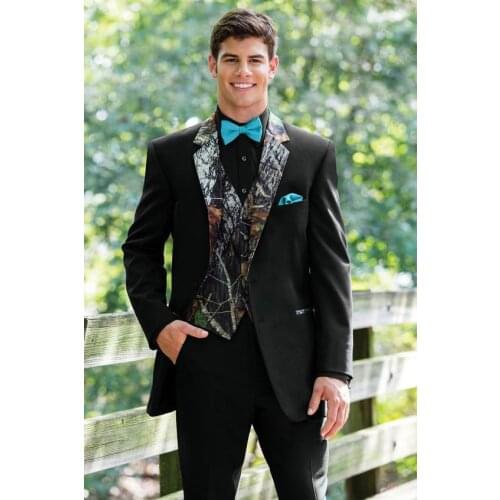 New Design Two Buttons Black Groom Tuxedos Notch Lapel Groomsmen Mens Wedding Prom Suits (Jacket+Pants+Vest+Tie) NO:164