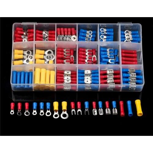 300PCS Crimp Spade Terminal Assorted Electrical Wire Cable Connector Kit Crimp Spade Insulated Male Female Crimping Tools