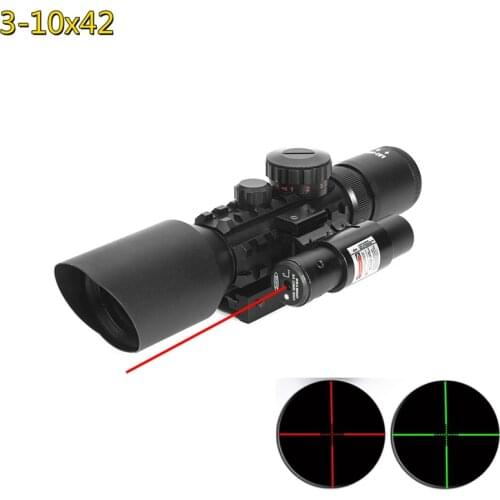 Hunting Scope 3-10x42EG Tactical Optical Reflective Scope Scope Green Red Dot Mounting Rifle Scope with Laser Rifle