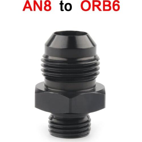 ORB-6 O-ring Boss AN6 6AN to AN8 8AN Male Adapter Fitting Black 6061-T6 aluminum Specification : AN8 to ORB6