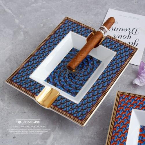 Bone China Cigar Ashtray Smoke Accesoires Vintage luxury Style Smoking Holder Room Decoration Gift For Boyfriend New Arrival