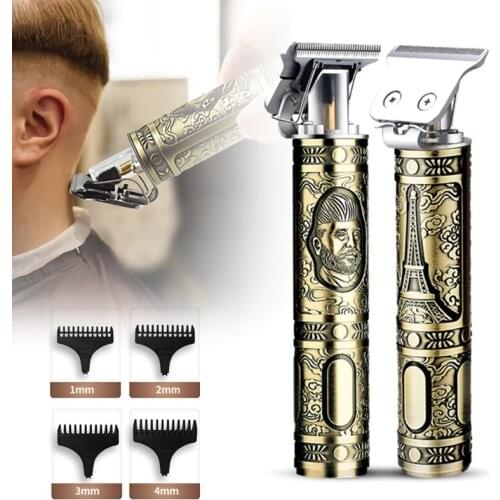 Professional Retro Electric Hair Clippers Beard Trimmer Barber Grooming Kit Rechargeable Cordless Haircut Machine