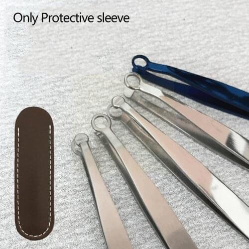 Steel Eyebrow Tweezer Professional Brown Nose Hair Tools Clip Kit Beauty Holster Protective Sleeve Q8M3