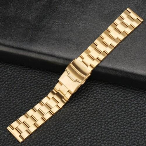 Stainless Steel Strap 20mm 22mm Metal Watch Band Spring Bars Bracelet Wristbands Folding Clasp with Safety Gold Rose Gold Blue