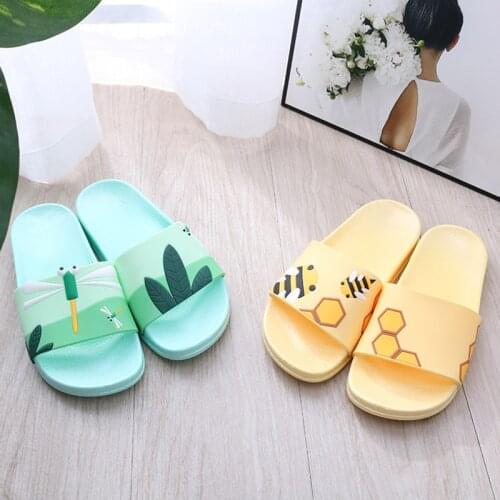 Womens bathroom slippers Cartoon anime indoor home shoes cute Fruit Jelly Color Transparent open Toe woman shose Beach Slides