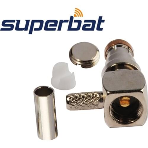 Superbat 10pcs SMB Plug Right Angle Crimp Attachment RF Coaxial Connector for Cable RG174,RG316,LMR100