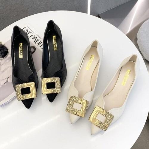 Fashion Luxury Leather High Thin Heels Women Shoes All-match Pointed Toe Woman Pumps Med 2021 Summer Loafers Metal Solid Shoes
