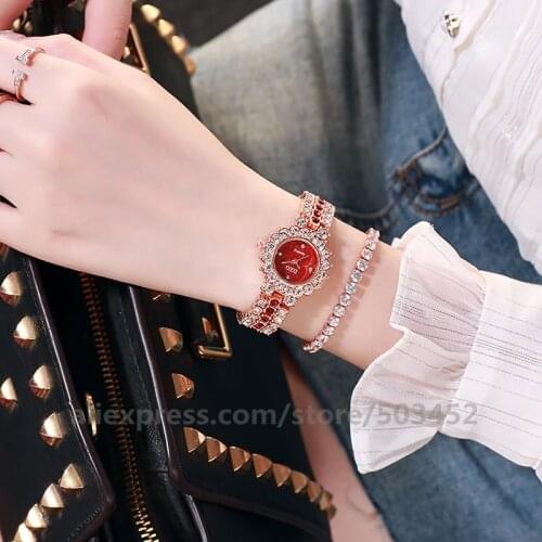 50pcs/Lot Montre Femme Rhinestone Crystal Watch For Women Luxurious With Diamond Round Quartz WristWatch Bracelet Wholesale