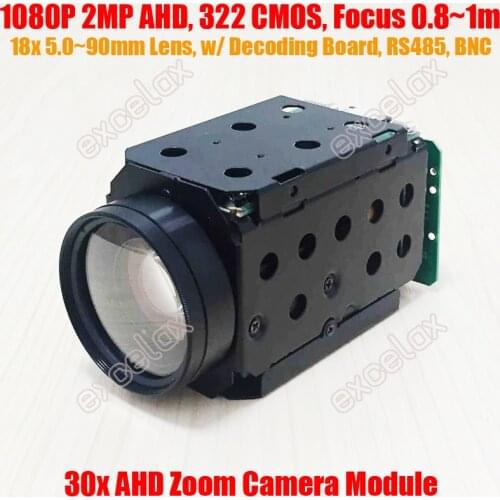 0.8m - 1m Focus Distance 1080P 2MP AHD 18x Optical 30x IMX322 CMOS CCTV Zoom Camera Module UTC Coaxial Control Analog HD Block