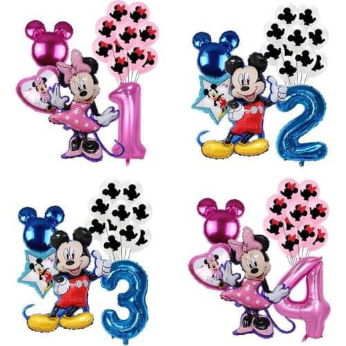 1 set of Mickey Minnie theme series balloon birthday party decoration boy girl digital cartoon Mickey mouse balloon children toy