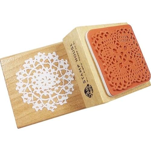 1pcs/lot 5x5cm Vintage Square Lace Pattern Seal Wood Stamps DIY Scrapbooking Rubber Stamp