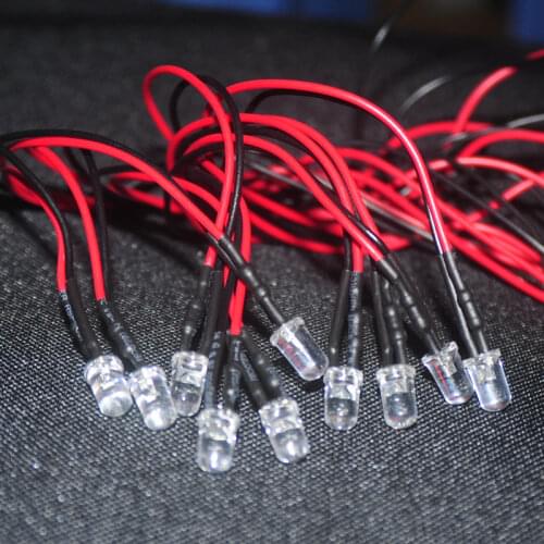 100PCS 3mm 5mm Flash Blink LED Diod 12V 20cm Pre-wired White Red Green Blue Yellow UV RGB Lamp Light Emitting Diode Pre-soldered